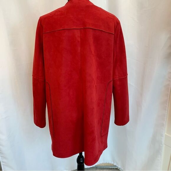 ZARA red faux suede coat Sz L - Picture 10 of 15